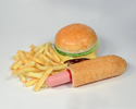 Enlarge - Artificial French fries, hamburger, hot dog, 01201485